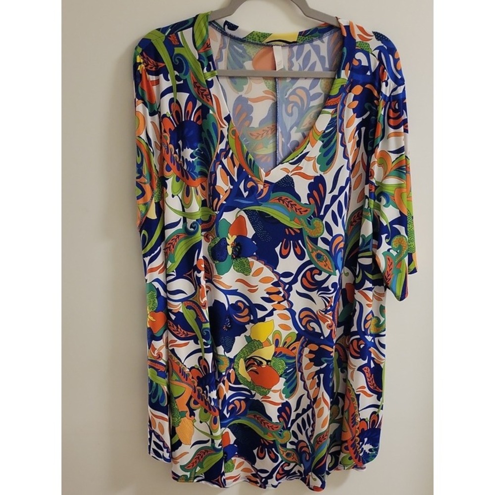 Curvie Luvie Short Sleeve Tunic Top In Lightweight Summer Mateeial Size 4xl - Picture 1 of 6